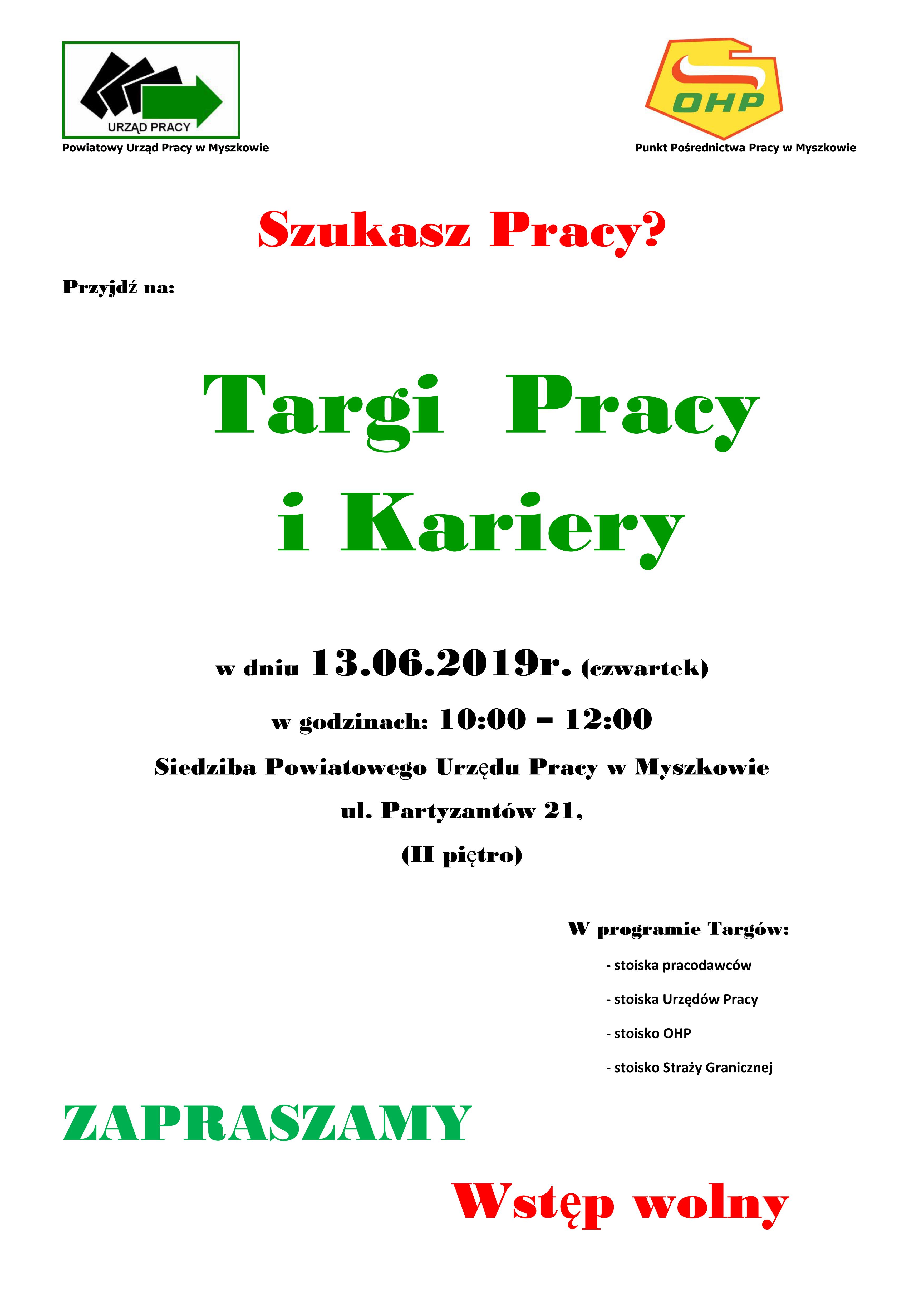 Plakat Targi pracy i kariery 13.06.2019